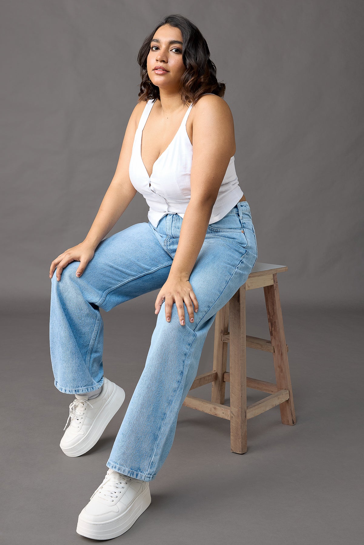 Curve Light Blue Straight Jeans
