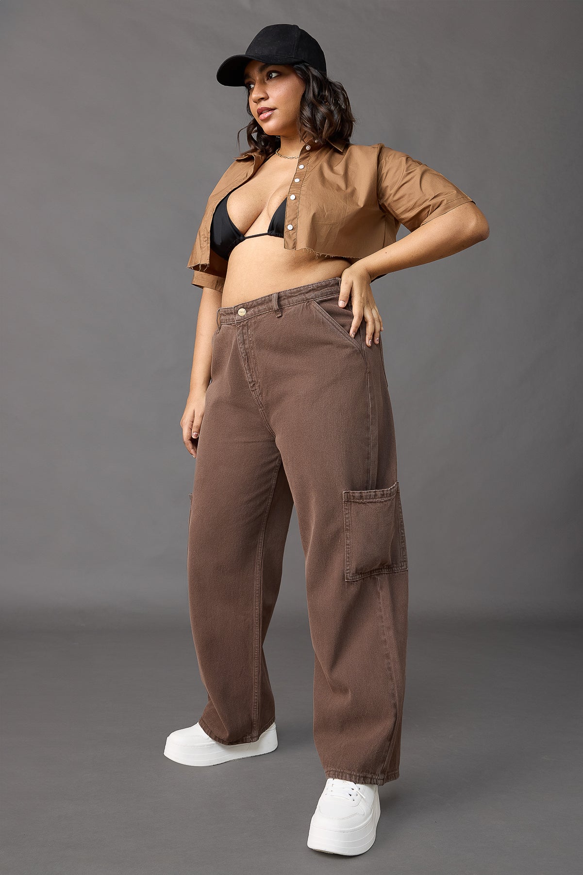 Curve Rich Timber Straight Cargo Jeans