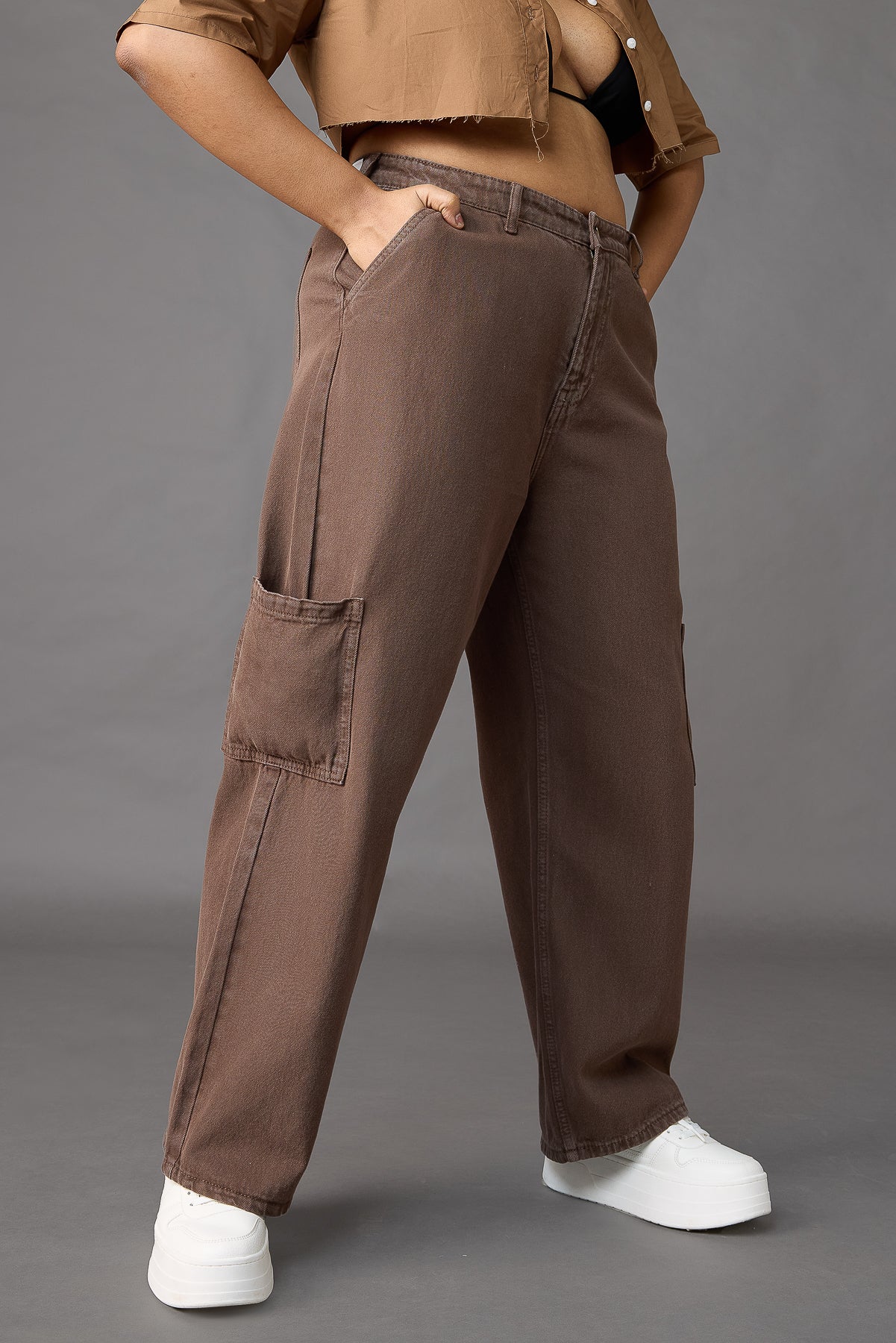 Curve Rich Timber Straight Cargo Jeans
