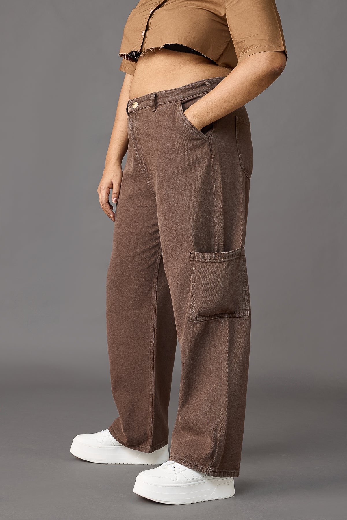 Curve Rich Timber Straight Cargo Jeans