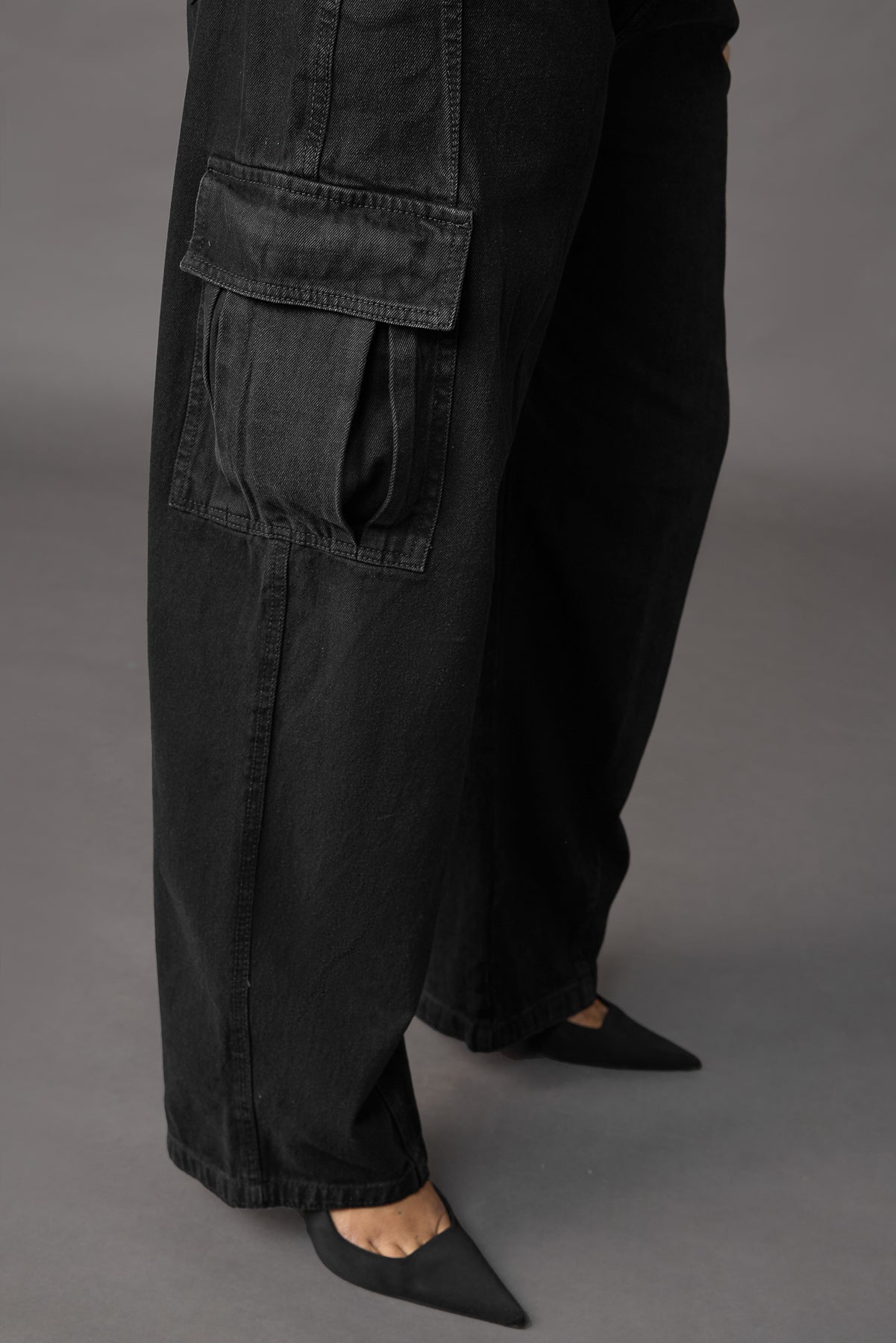 Curve Onyx Opulence Baggy Straight Cargo Jeans