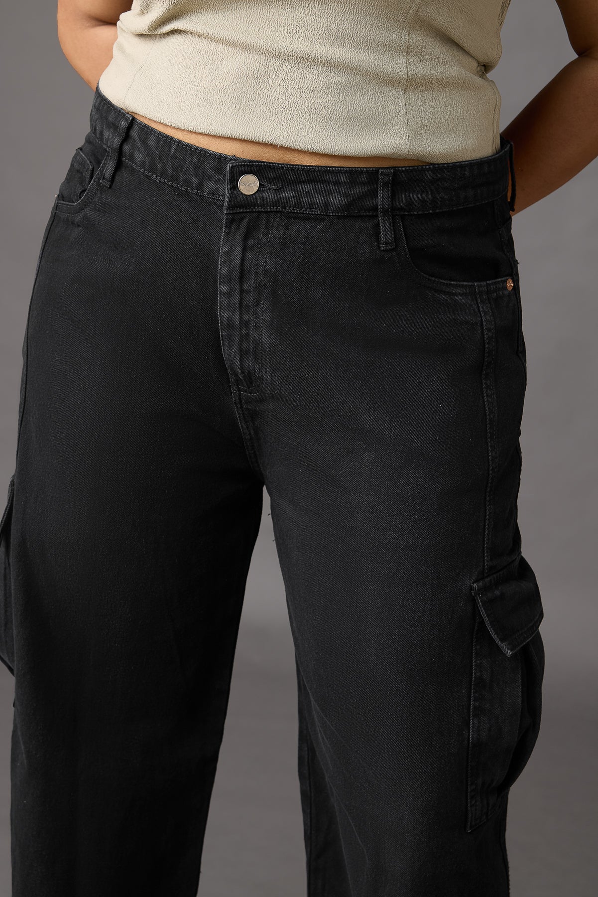 Curve Onyx Opulence Baggy Straight Cargo Jeans