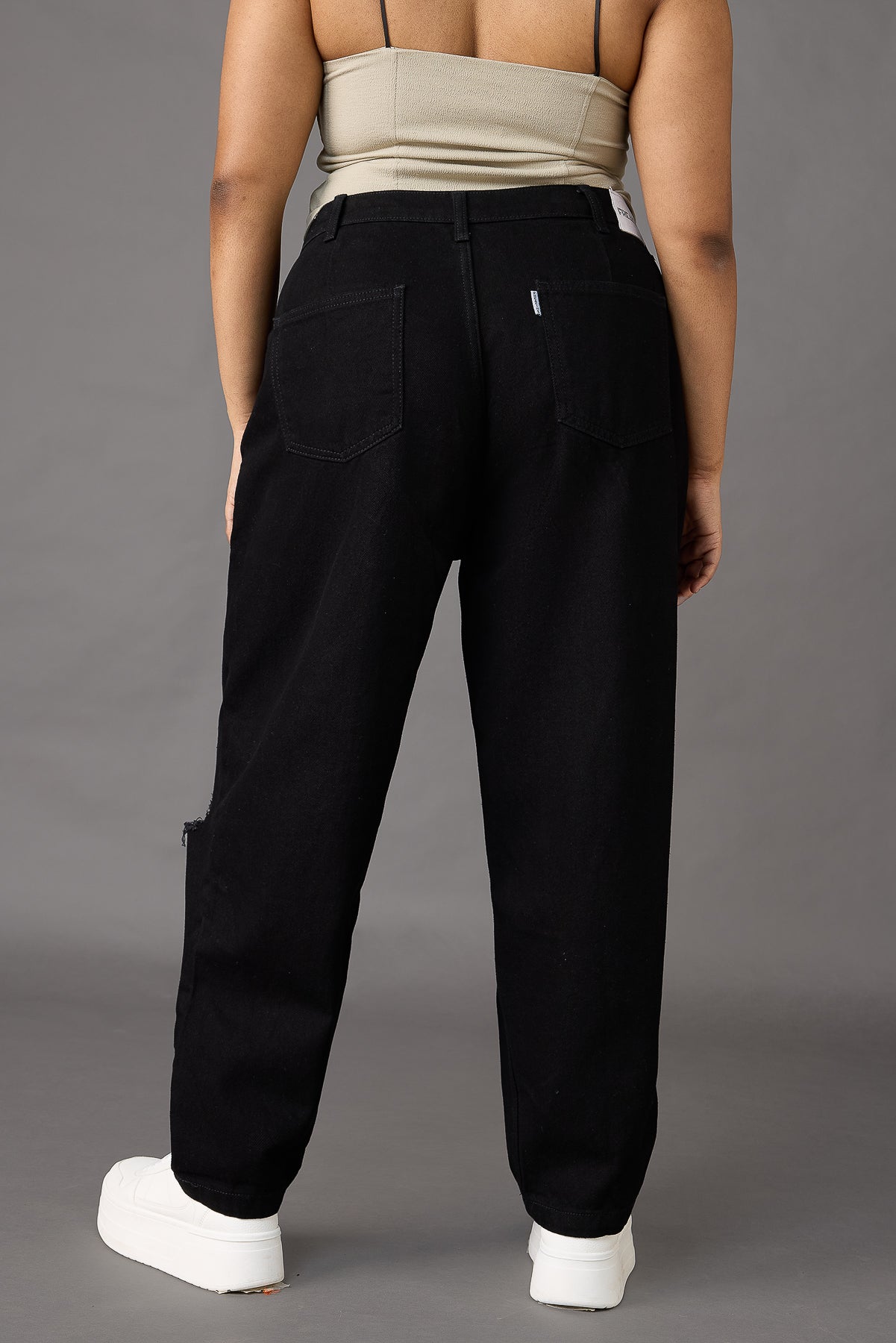 Curve Black Torn Slouchy Jeans