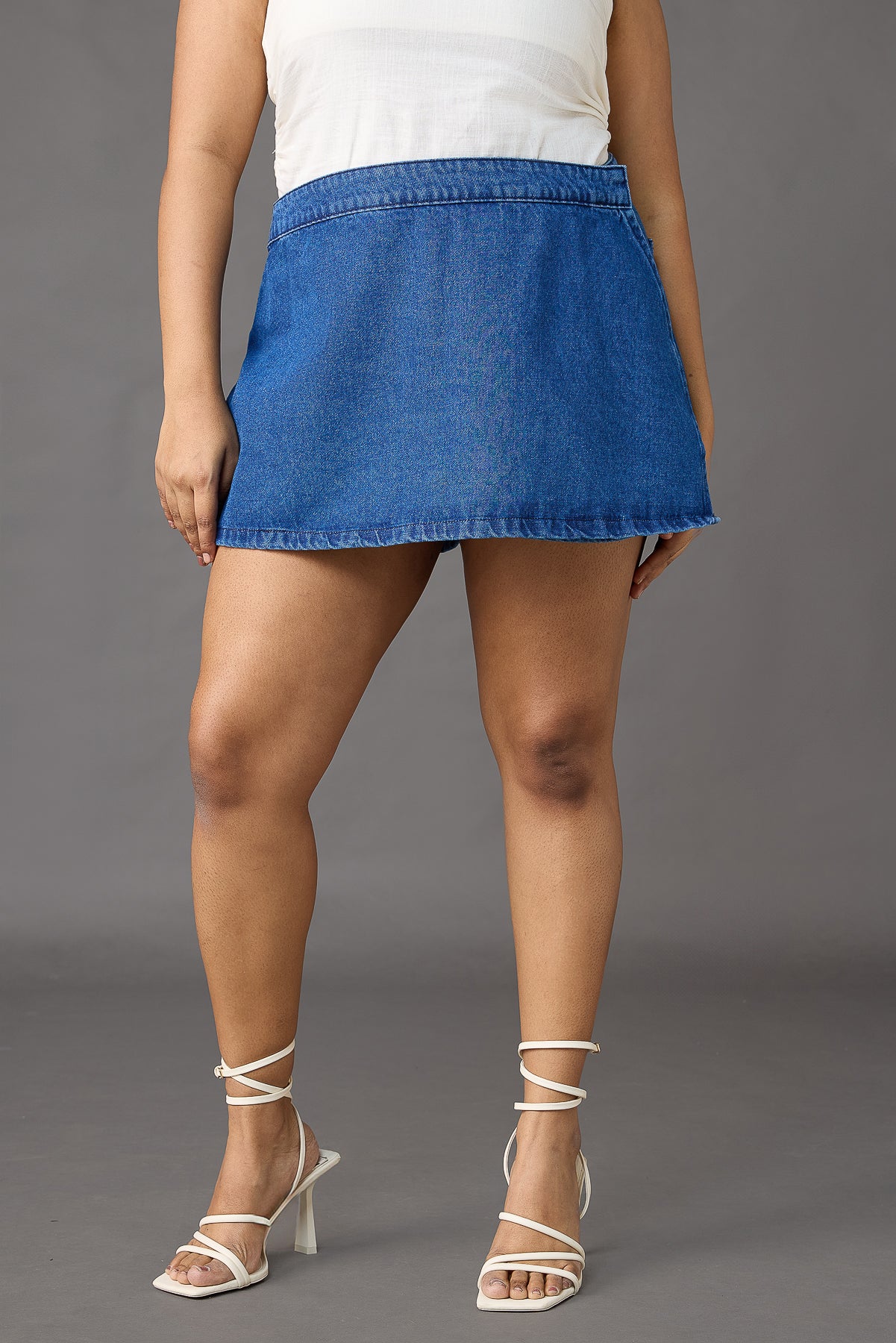 Curve Dark Blue Denim Skort