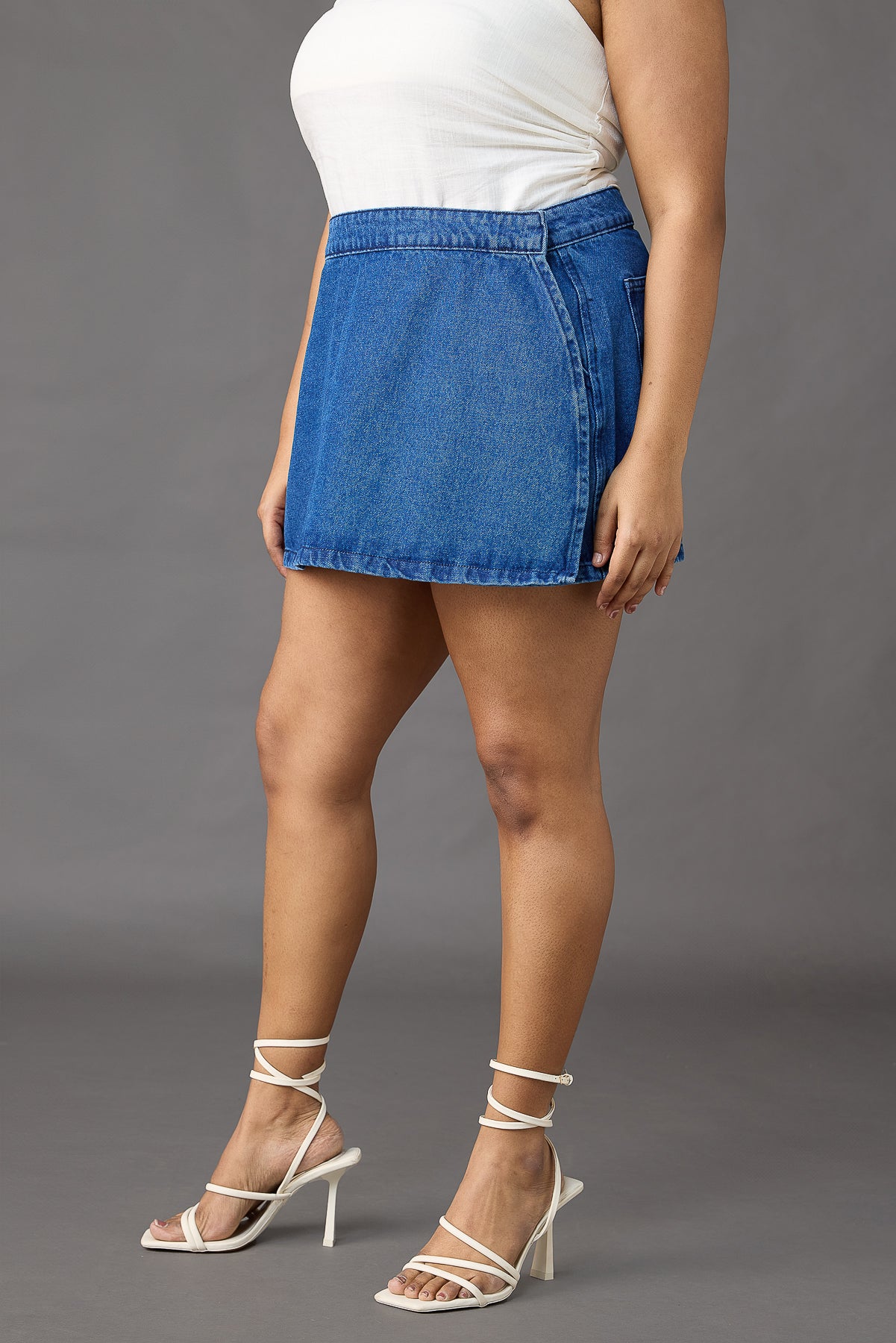 Curve Dark Blue Denim Skort