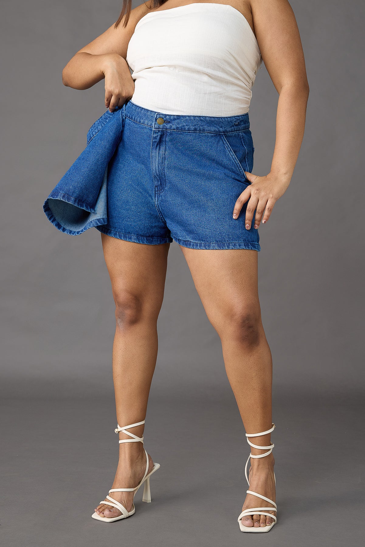Curve Dark Blue Denim Skort