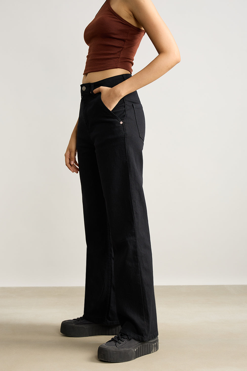 Jet Black Women's Wide Jeans