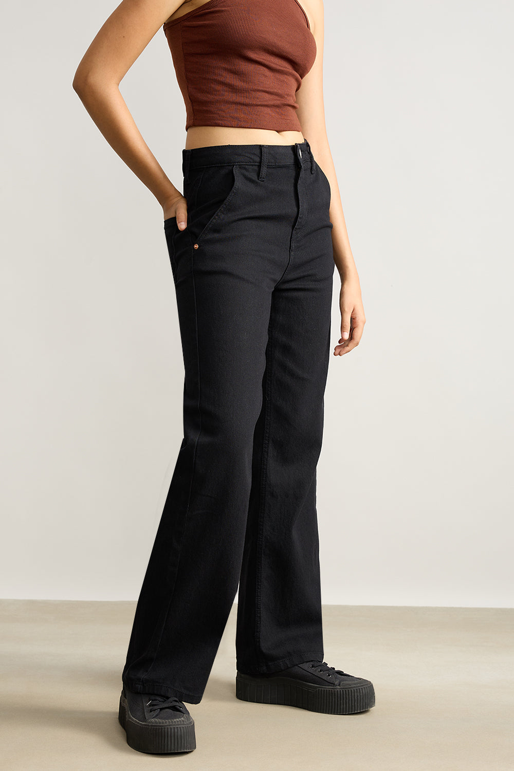 Jet Black Women's Wide Jeans