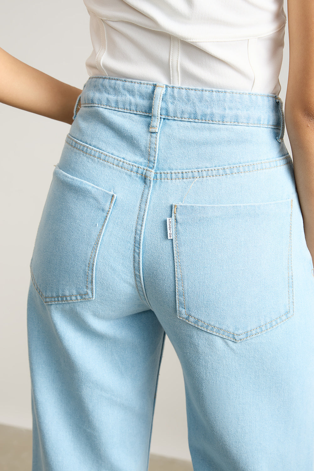 Light Blue High Waisted Distressed Women's Wide Jeans