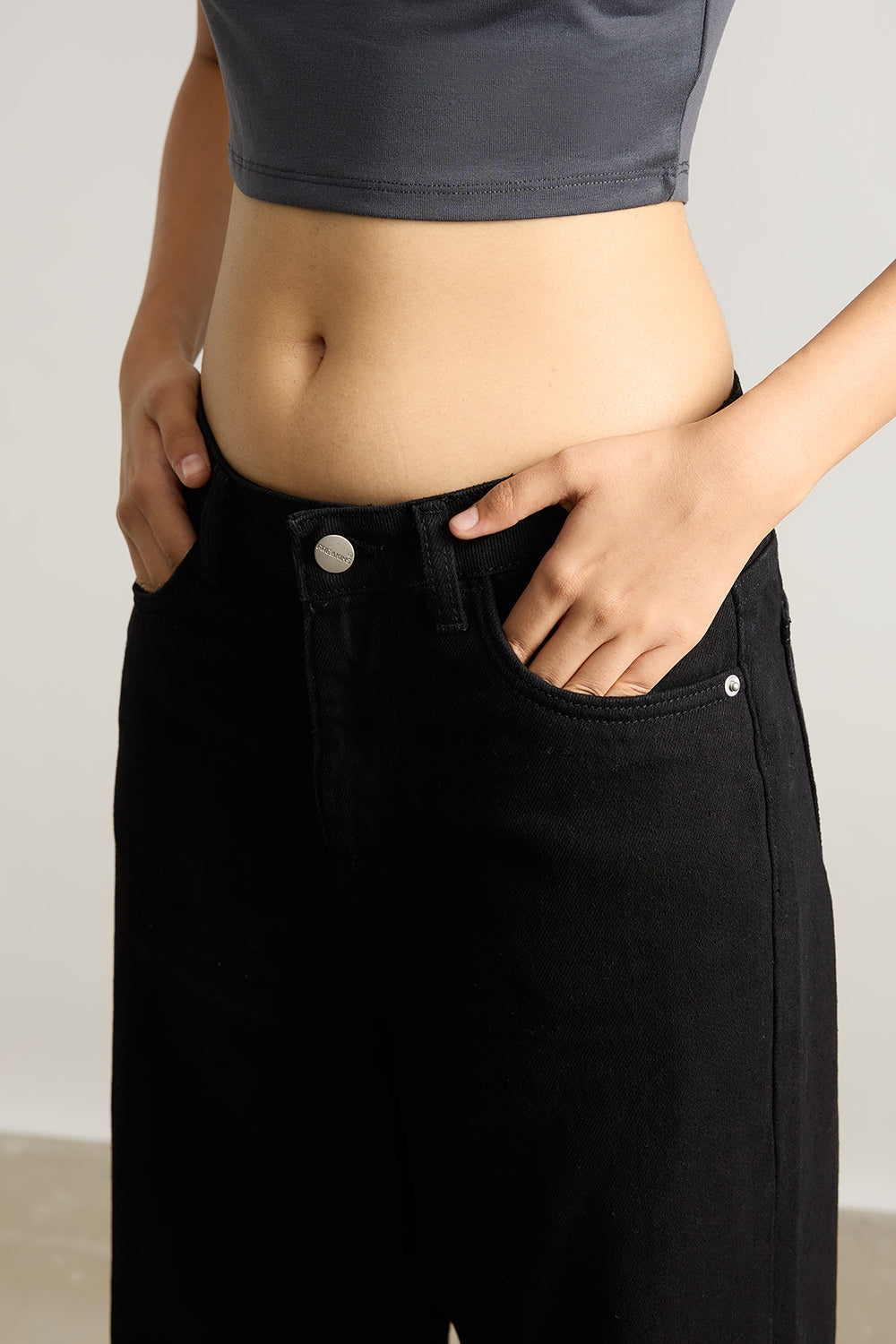 Black High Waisted Women's Wide Jeans