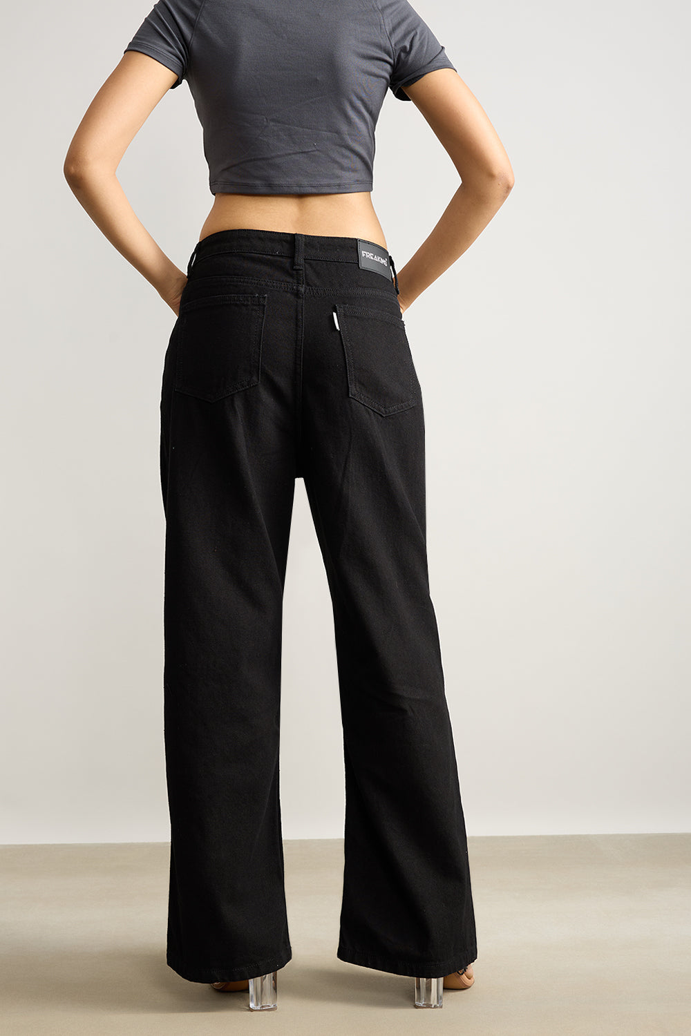 Black High Waisted Women's Wide Jeans