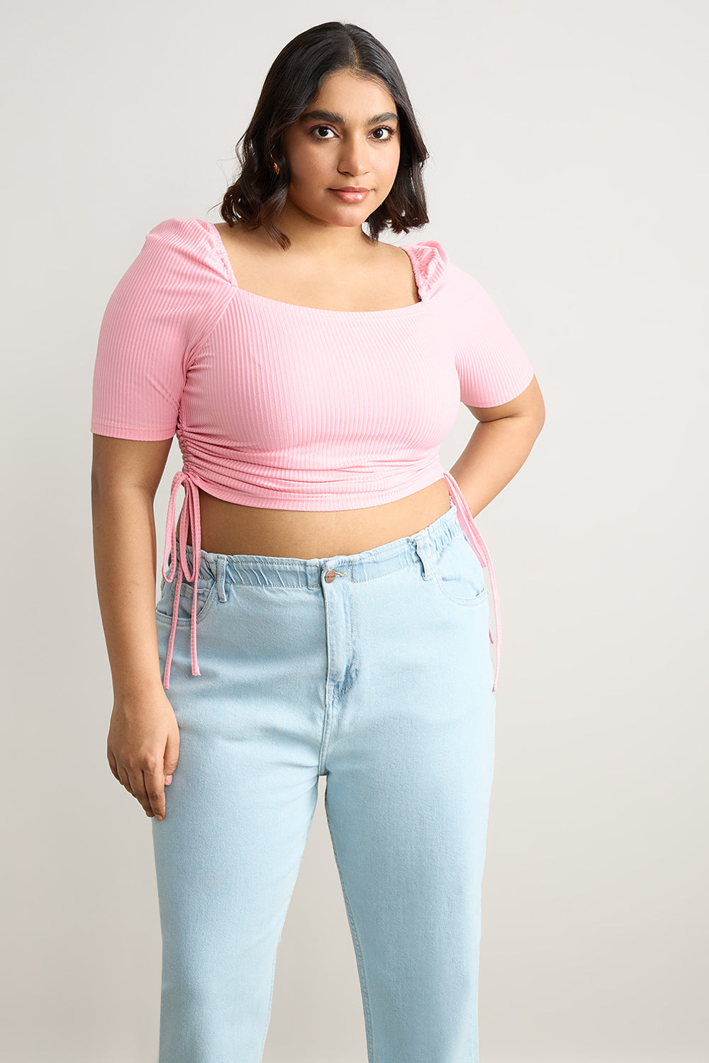 Ruched Pink Top
