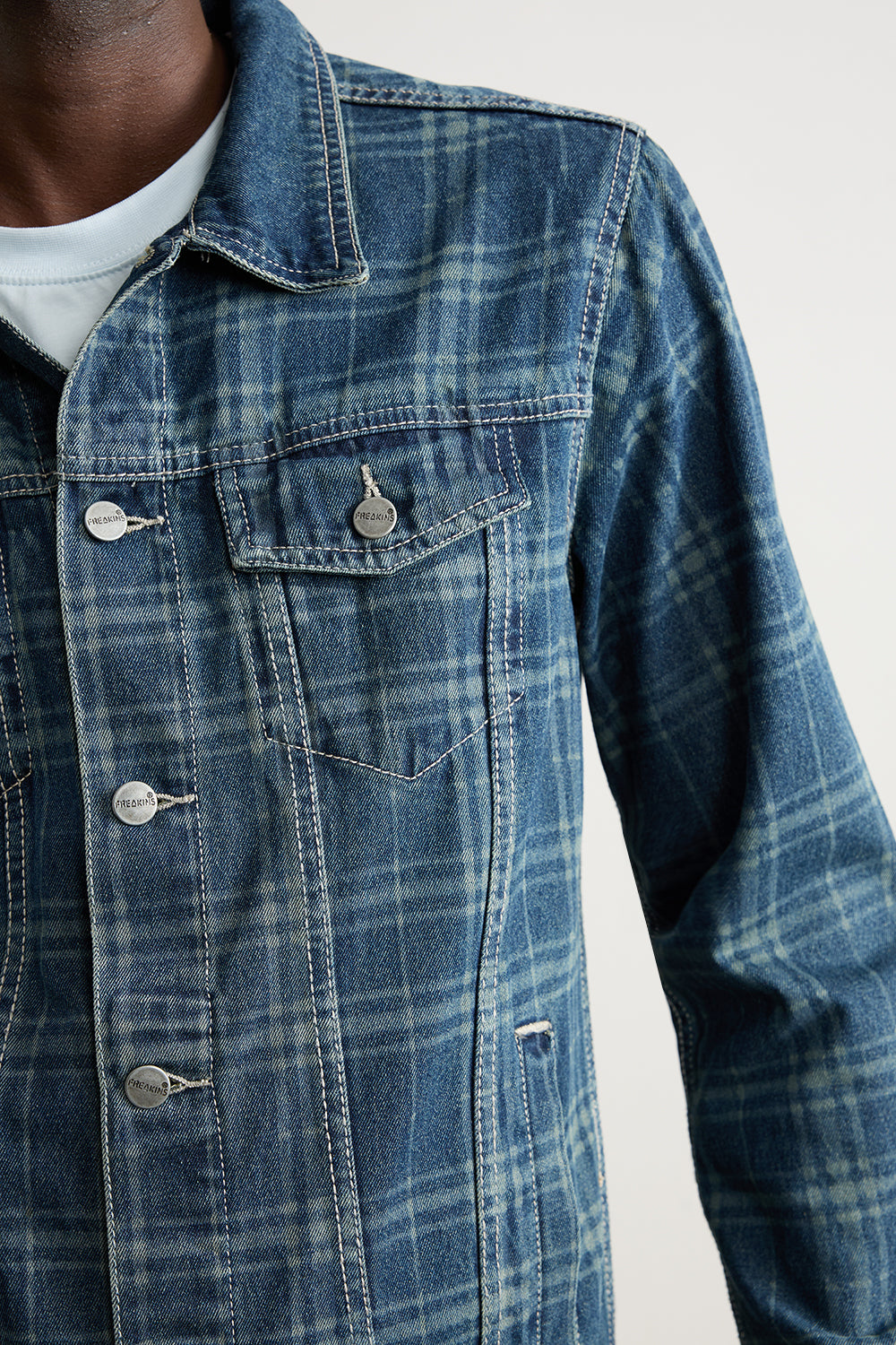 Men's Vintage Plaid Denim Jacket