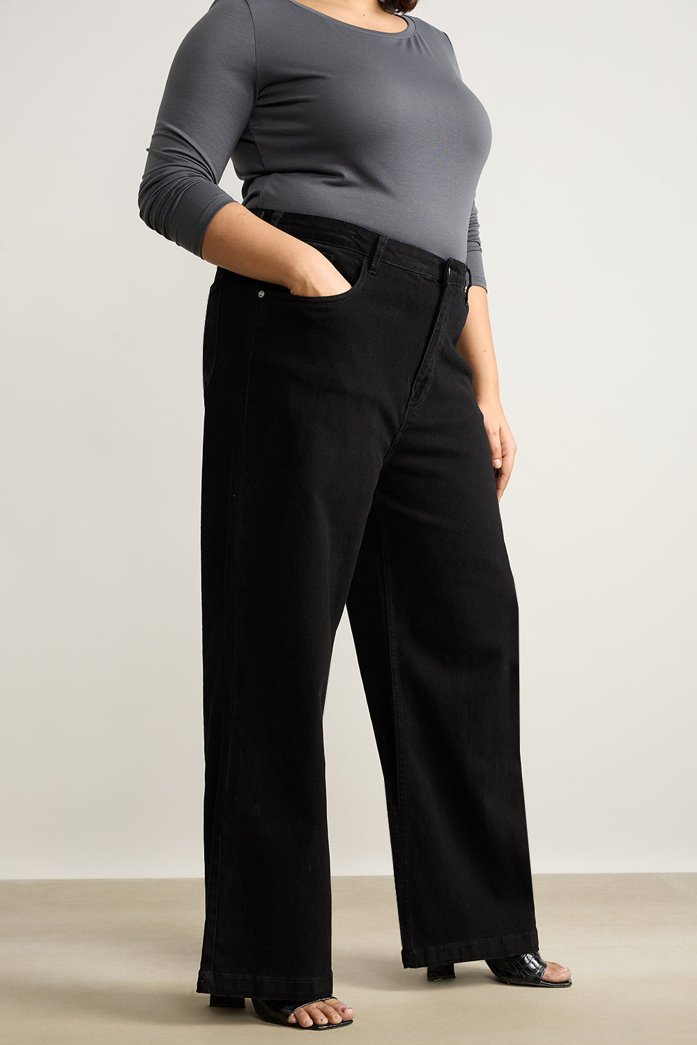 Curve Coal Black Straight Leg Jeans