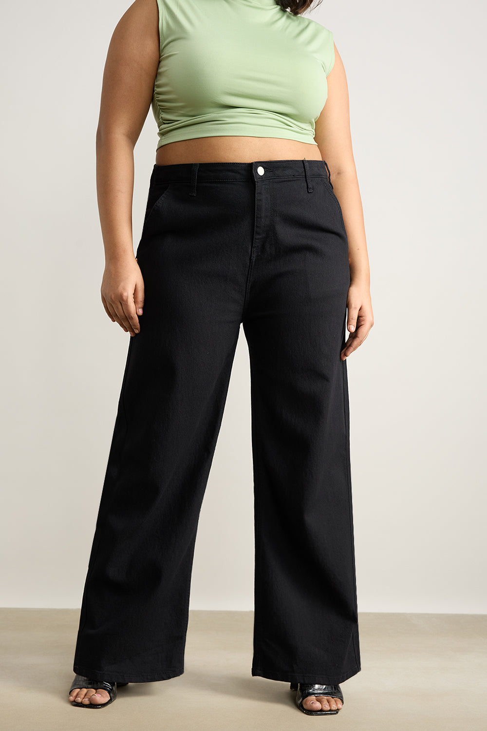 Curve Jet Black Jive Wide Jeans