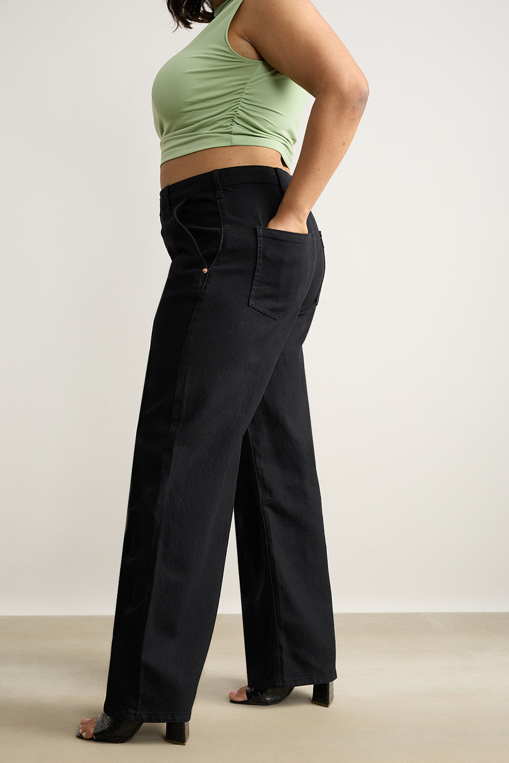 Curve Jet Black Jive Wide Jeans