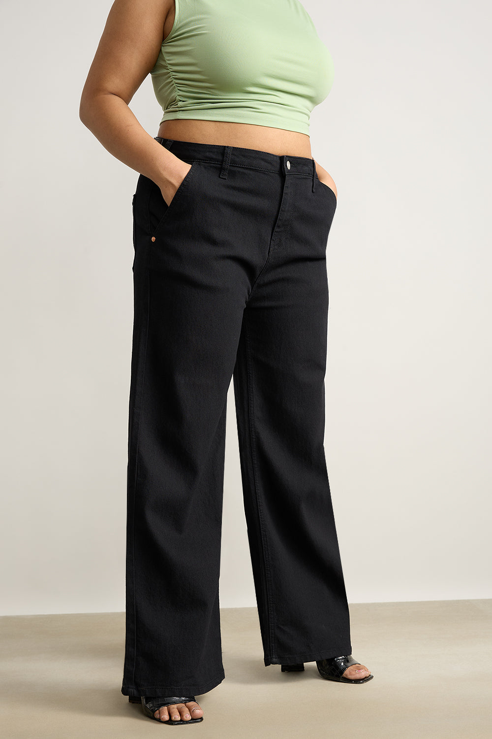 Curve Jet Black Jive Wide Jeans