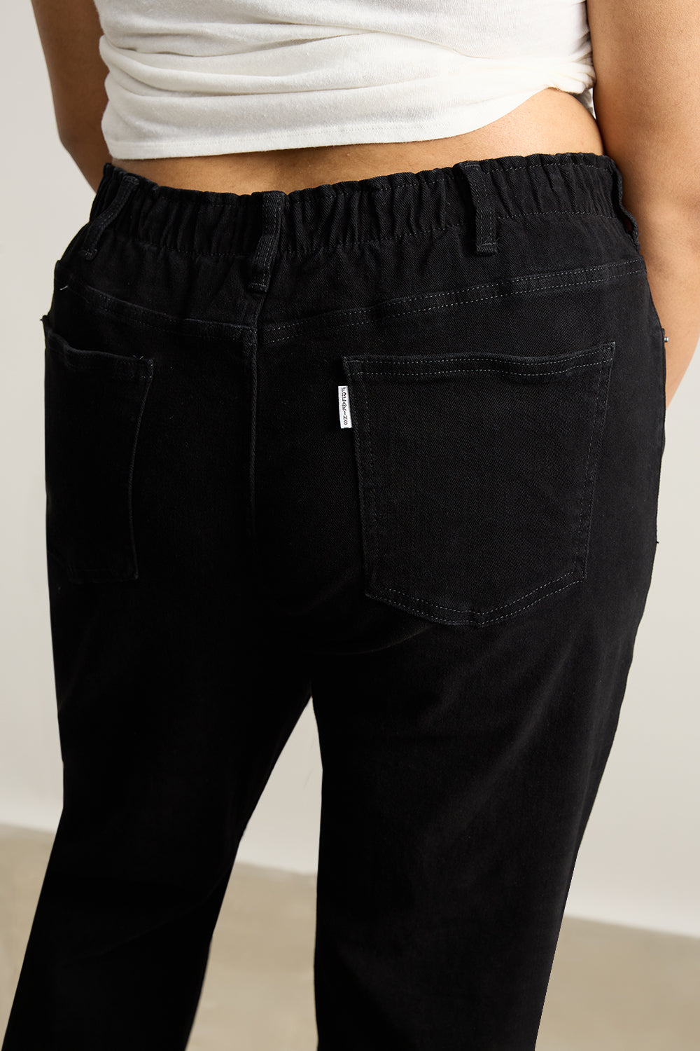 Curve Ebony Elasticated Distress Slim Jeans