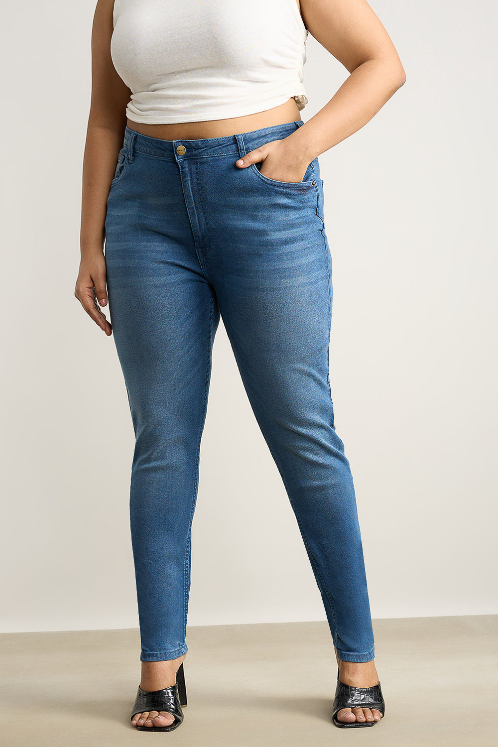 Curvy Indigo High Rise Skinny Jeans