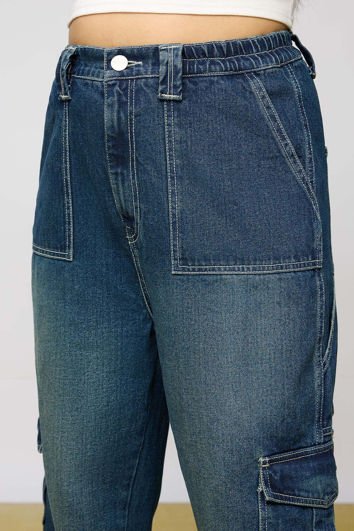 Curve Navy Drift Baggy Straight Cargo Jeans