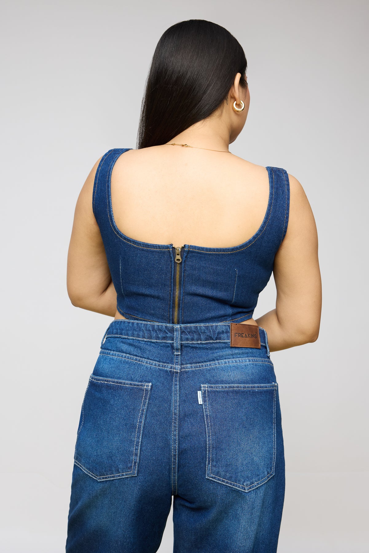 Curve Blue Denim Sculpt Bustier Corset Top