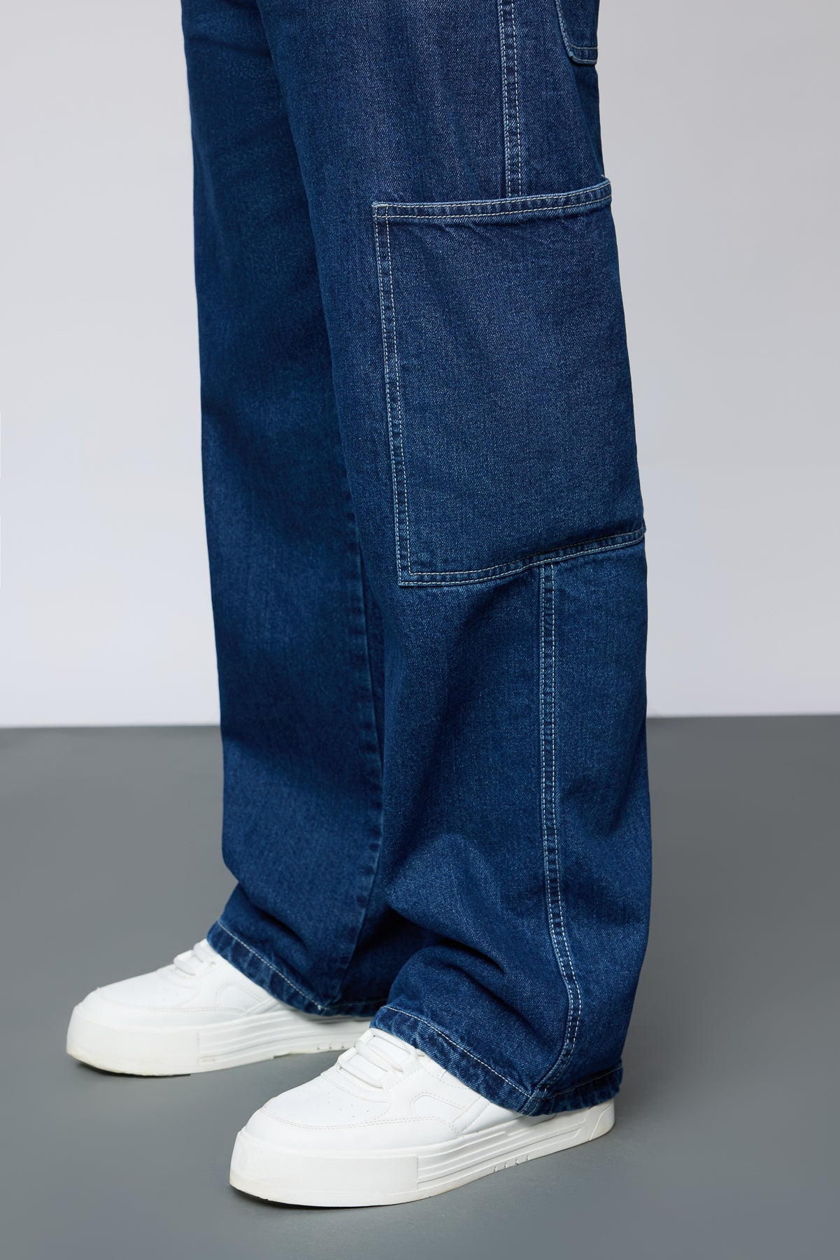 Sleek Back Blue Pintuck Men's Straight Jeans