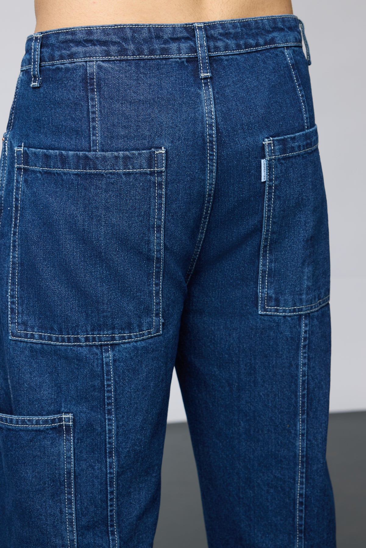 Sleek Back Blue Pintuck Men's Straight Jeans