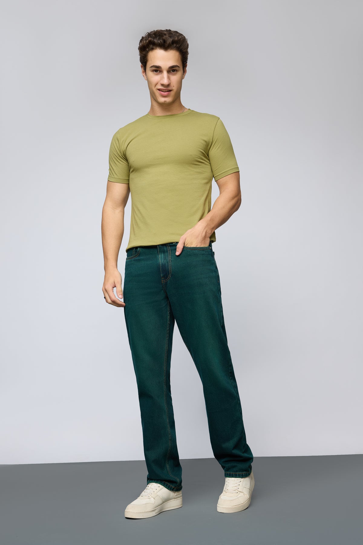 Teal Tide Men's Slim Straight Jeans