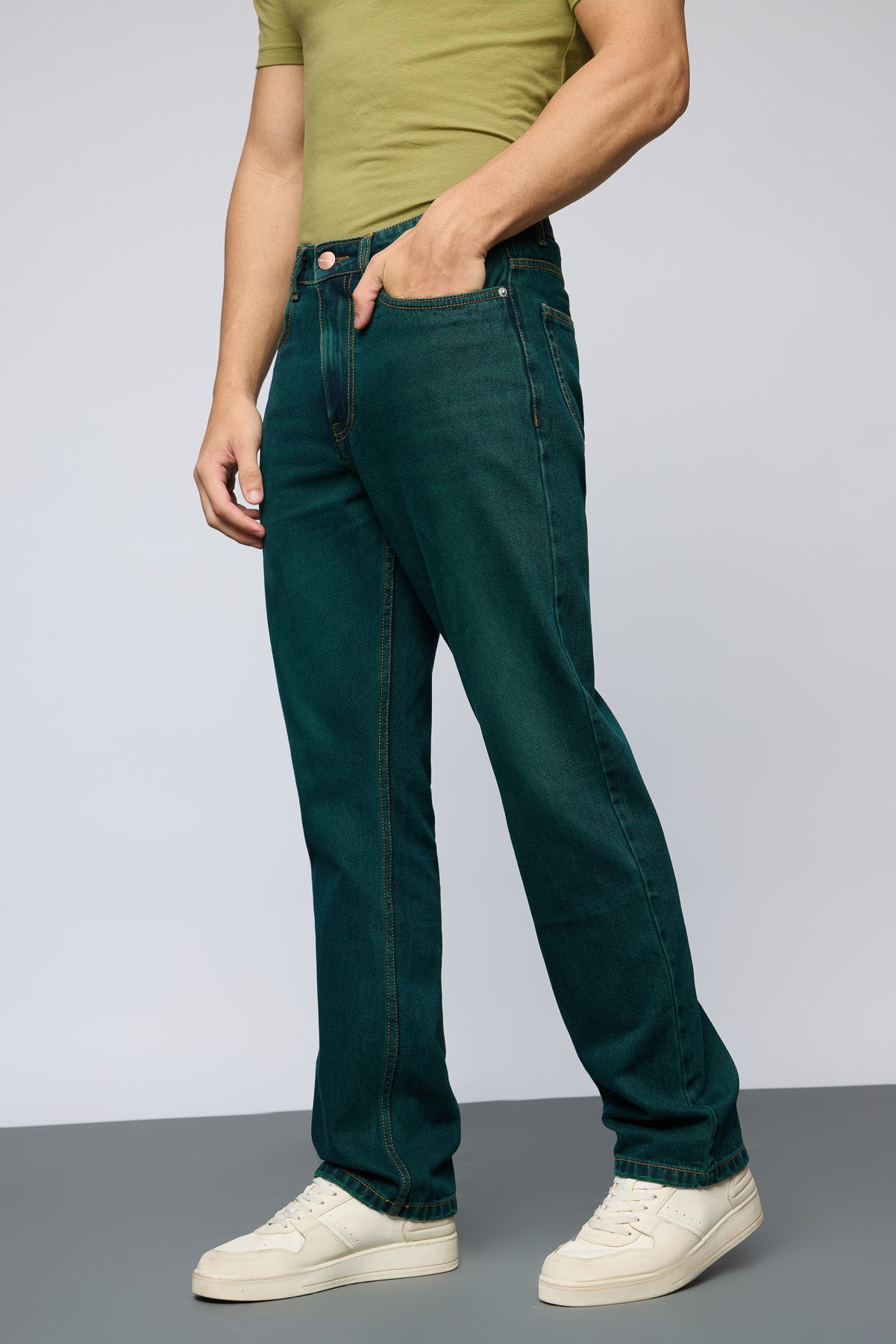 Teal Tide Men's Slim Straight Jeans