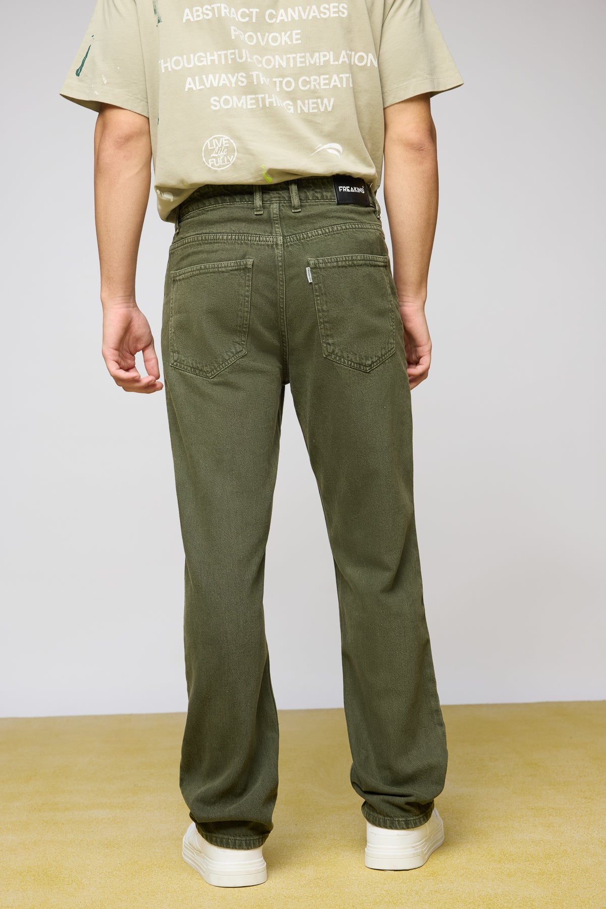 Olive Nomad Distressed Men's Straight Leg Jeans