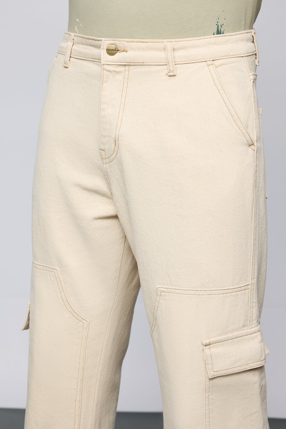 Urban Ecru Carpenter Men's Baggy Jeans