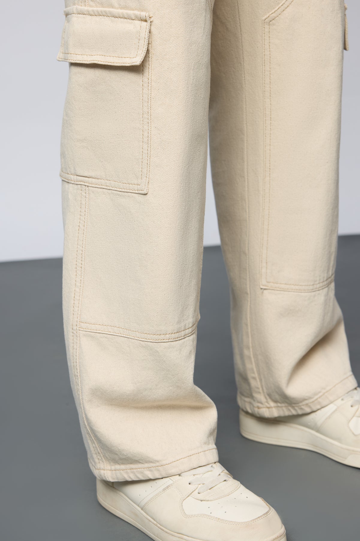 Urban Ecru Carpenter Men's Baggy Jeans