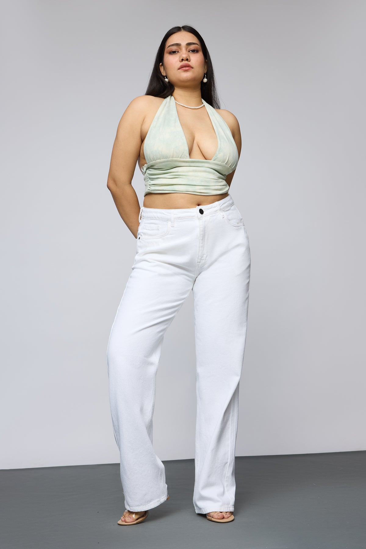Curve Allure White Slim Straight Jeans