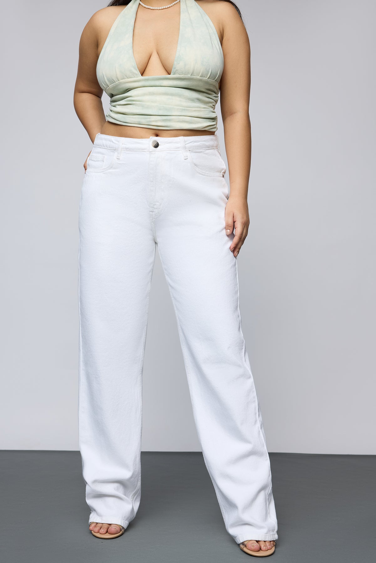 Curve Allure White Slim Straight Jeans