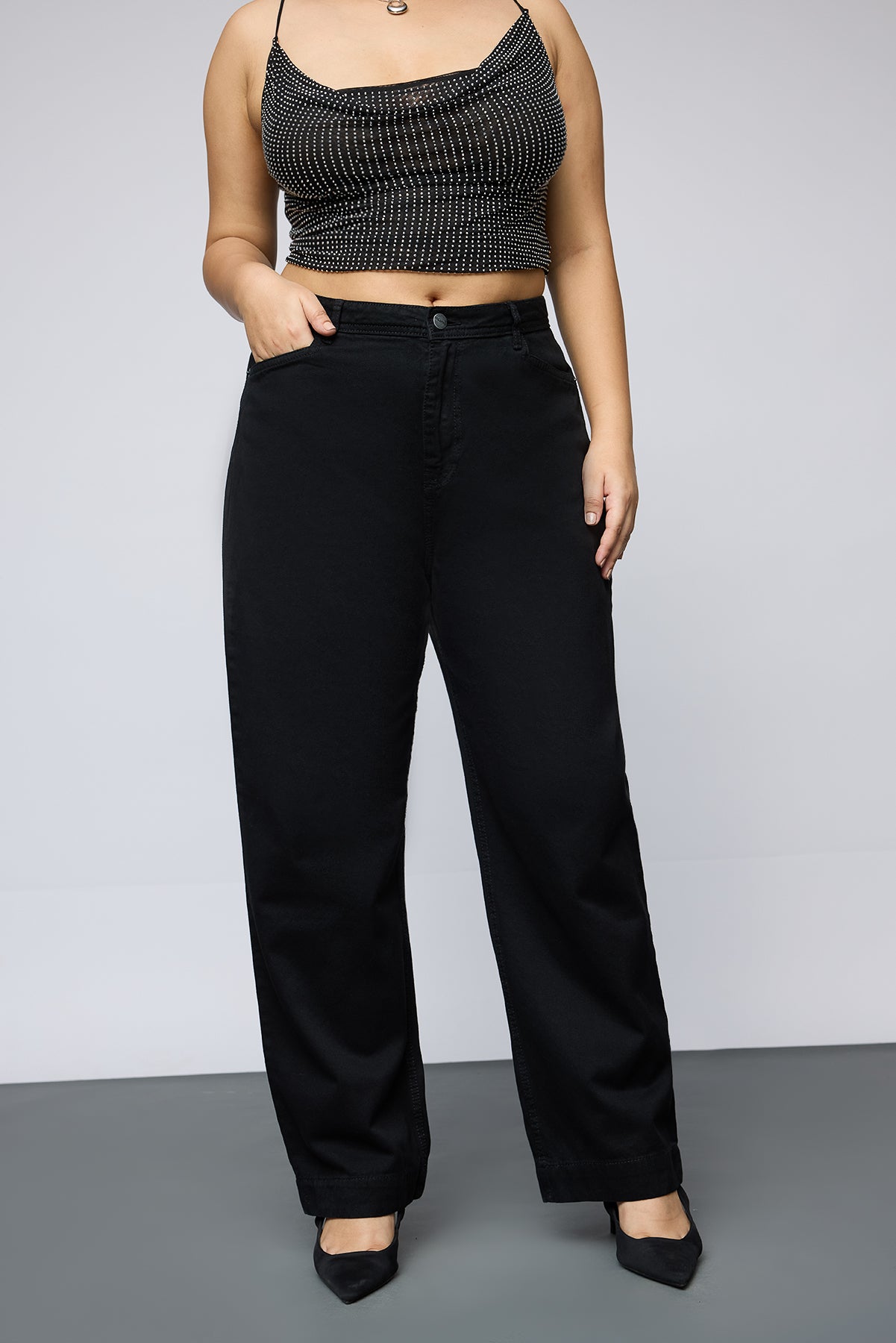 Curve Shadow Black Straight Jeans