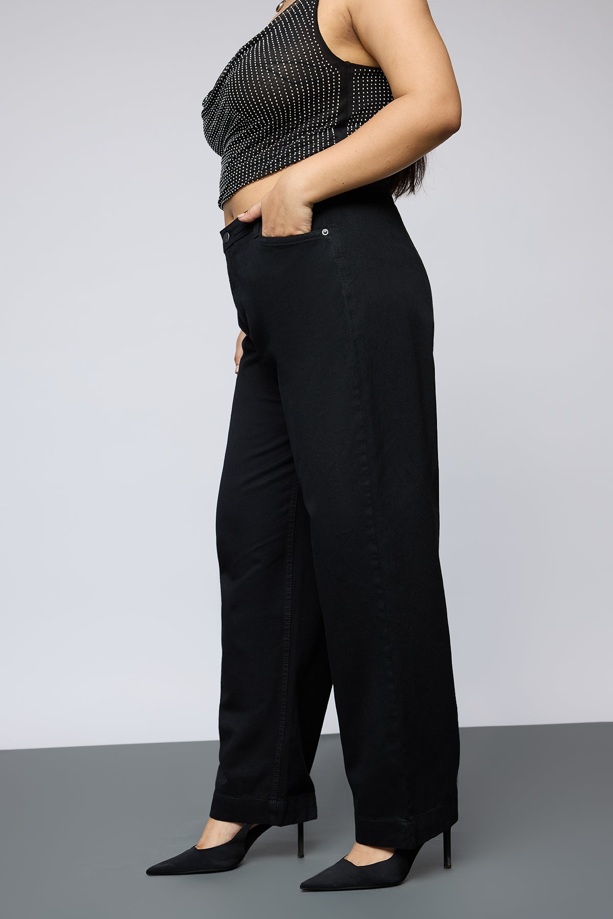 Curve Shadow Black Straight Jeans