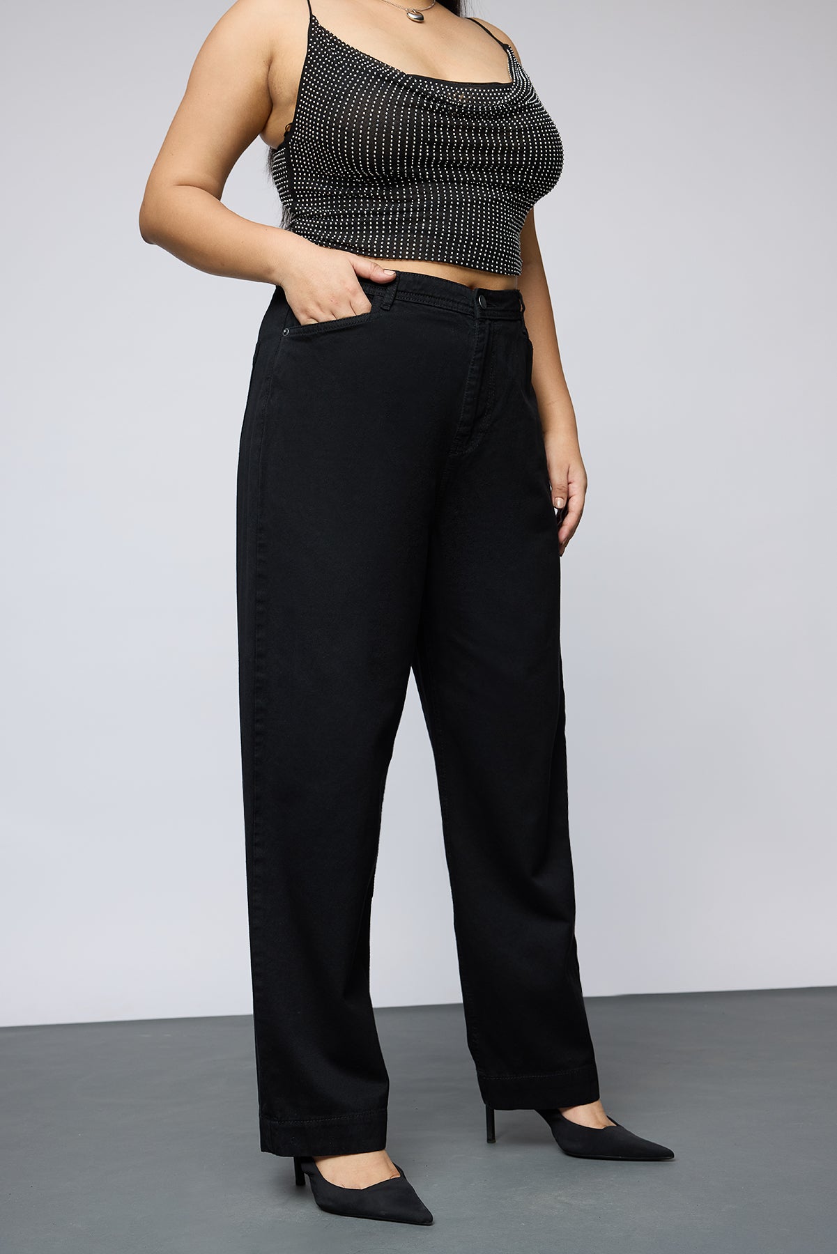 Curve Shadow Black Straight Jeans