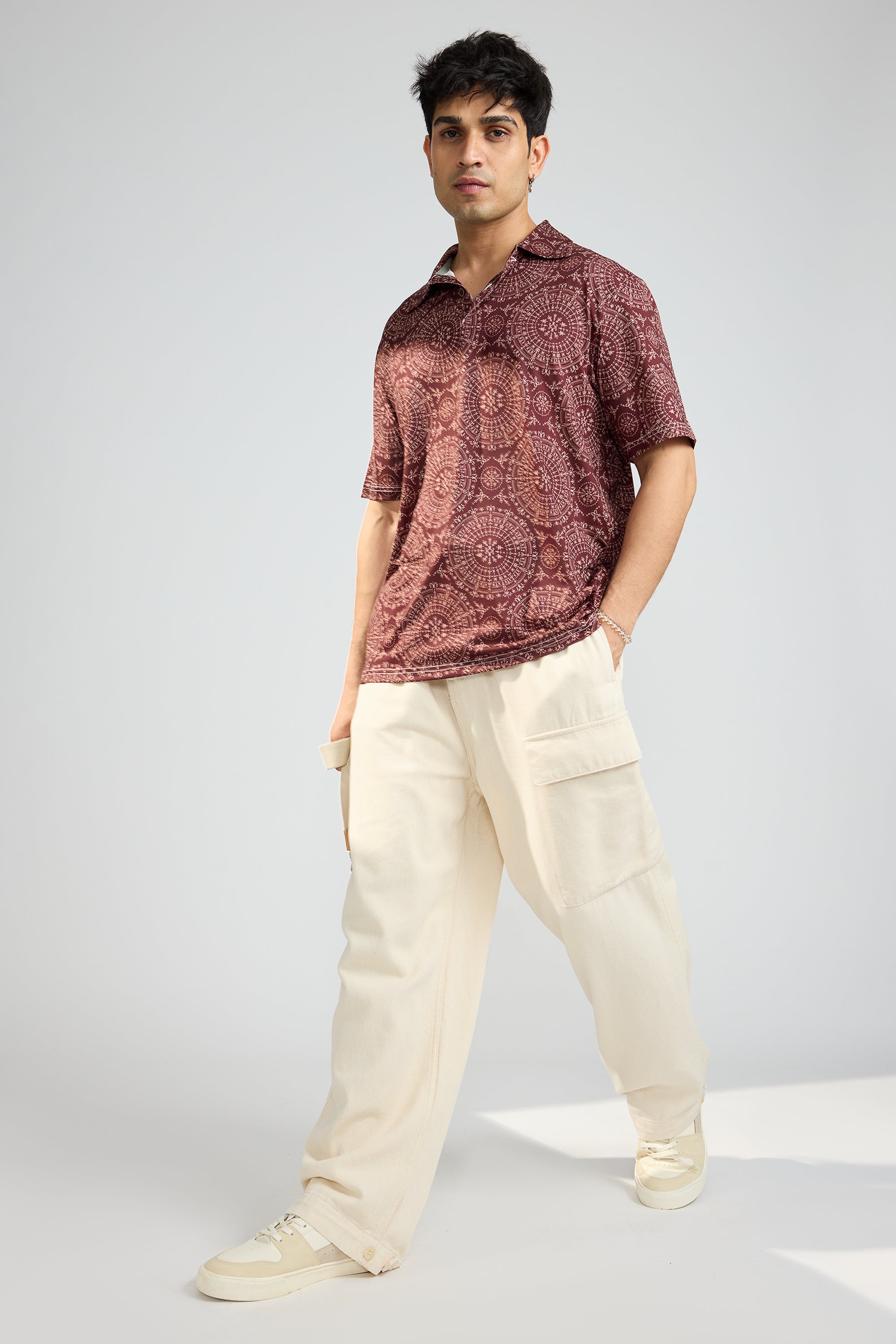 Warli Print Men's Polo T-Shirt