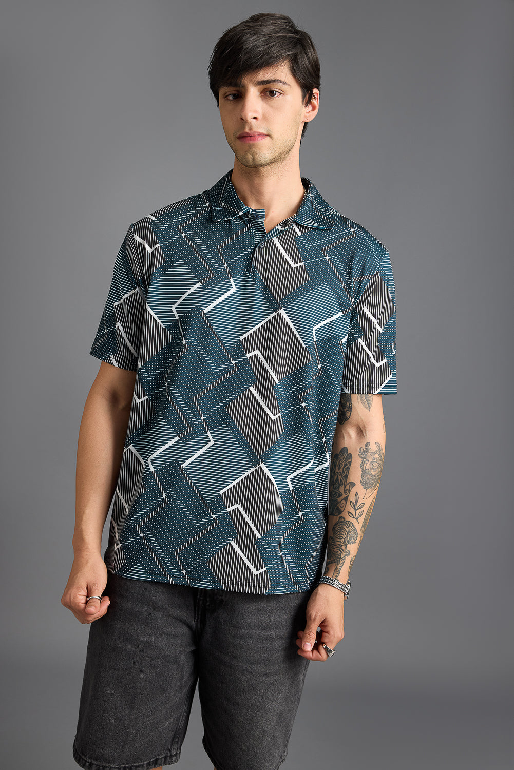 Meta Print Men's Polo T-Shirt