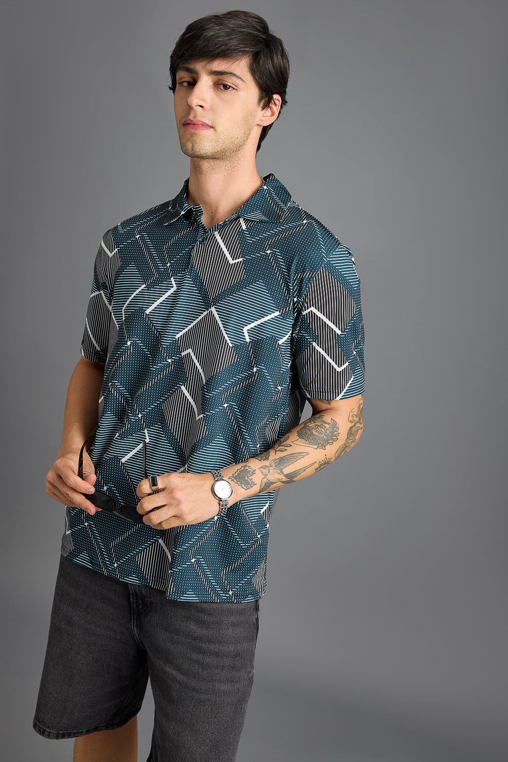 Meta Print Men's Polo T-Shirt