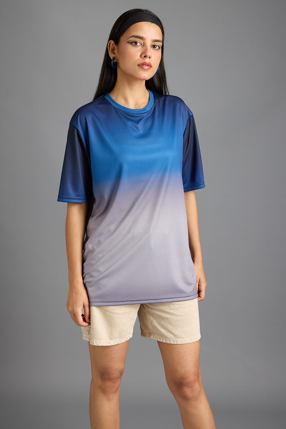 Printed Women's T-Shirt- Blue Gradient