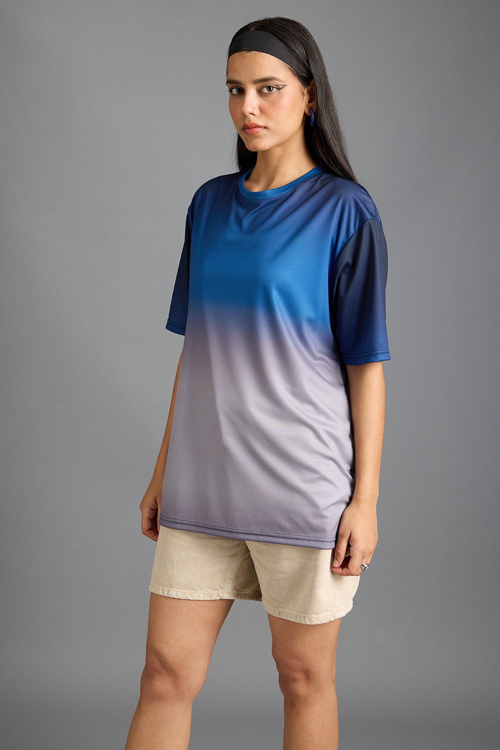 Printed Women's T-Shirt- Blue Gradient