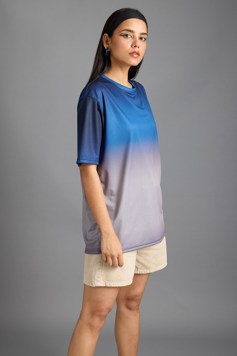Printed Women's T-Shirt- Blue Gradient