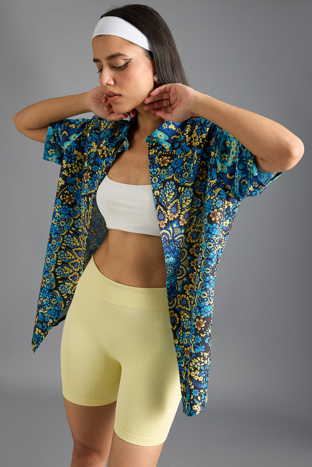 Floric Aqua Printed Women's Resort Shirt