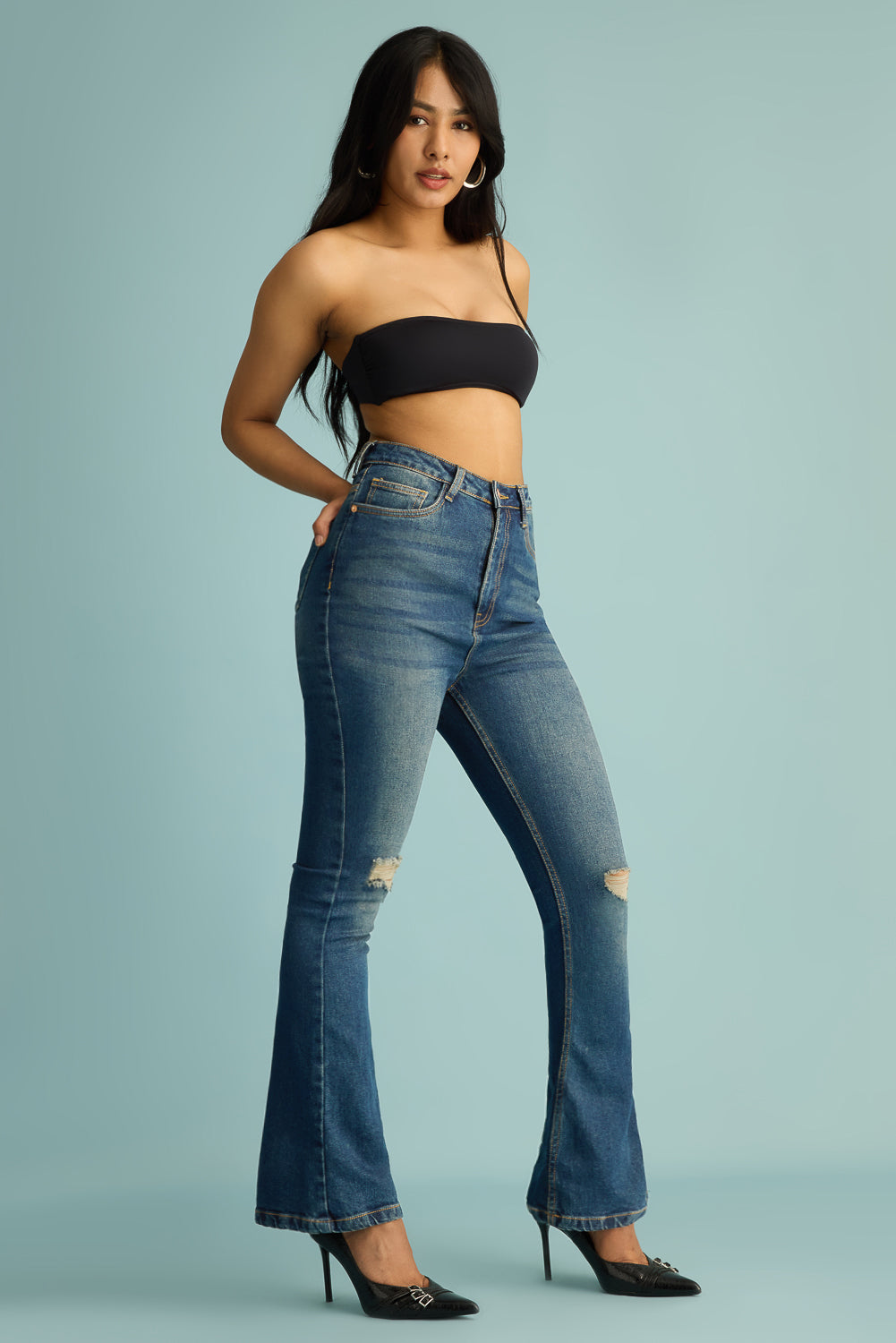 Retro Chic Blue Women's Bootcut Jeans