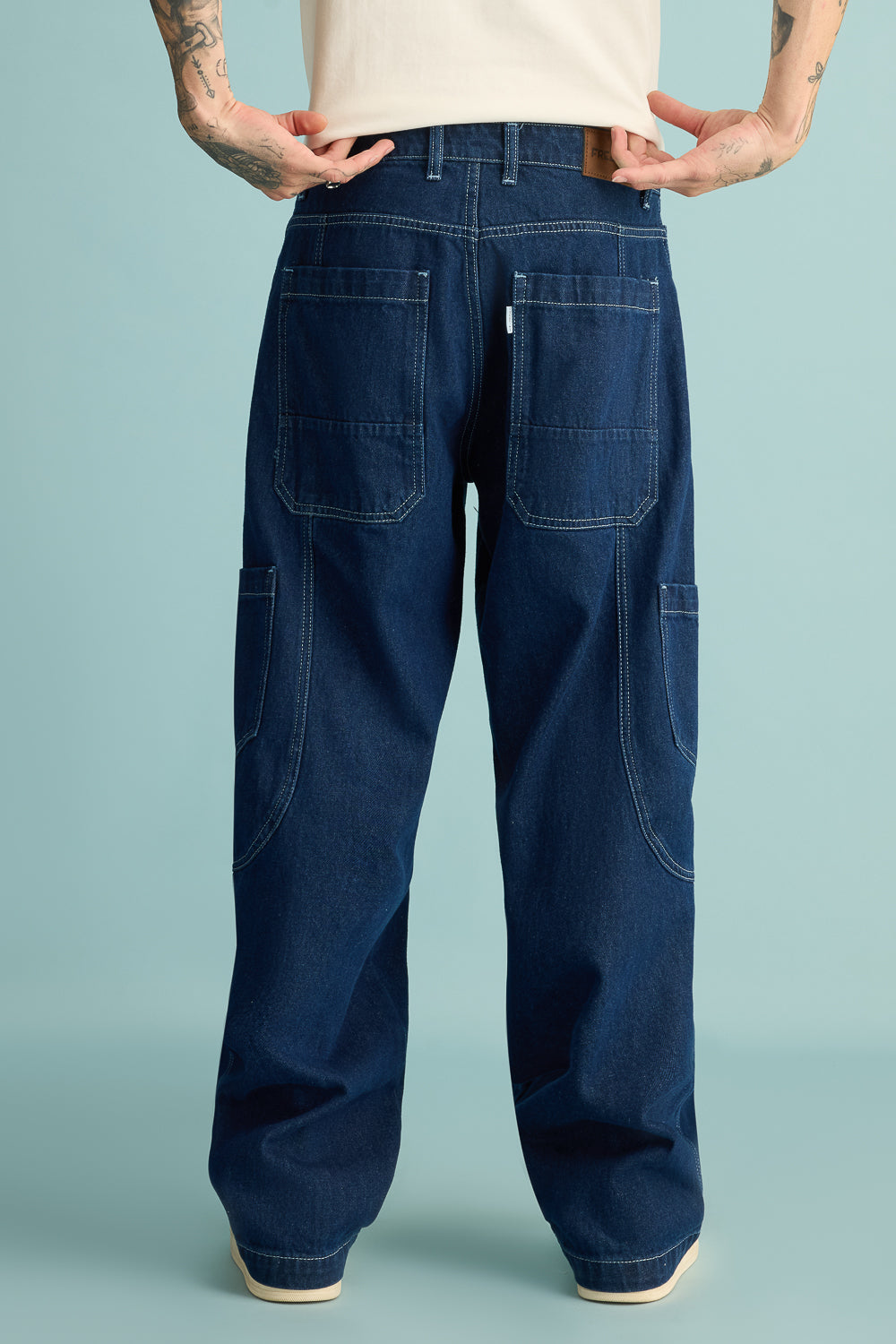 Ocean Contrast Seam Men's Baggy Straight Cargo Jeans