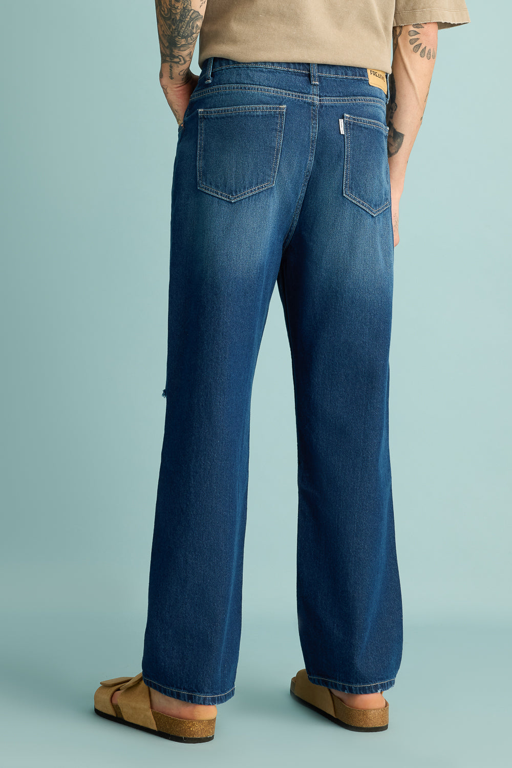 Cobalt Blue Distressed Men's Straight Jeans