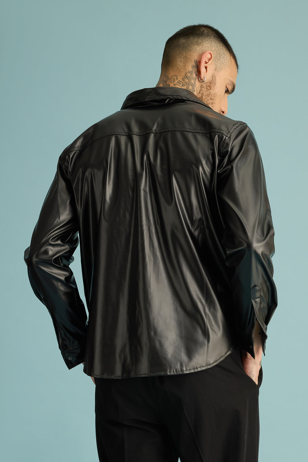 Black Serpent Men's Leather Shacket