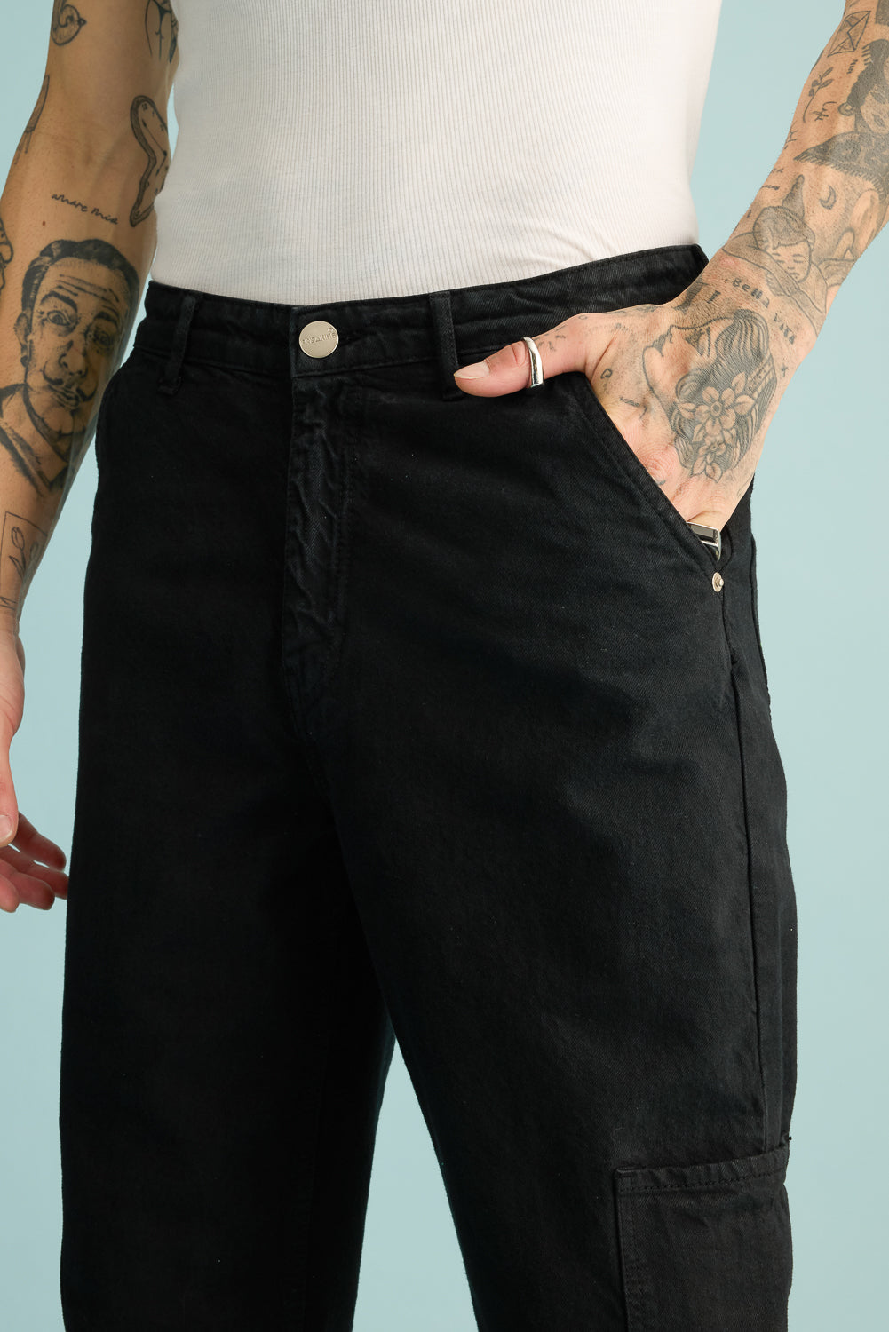 Stealth Black Men's Straight Cargo Jeans