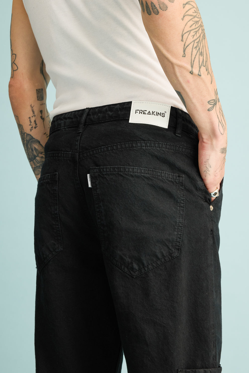 Stealth Black Men's Straight Cargo Jeans
